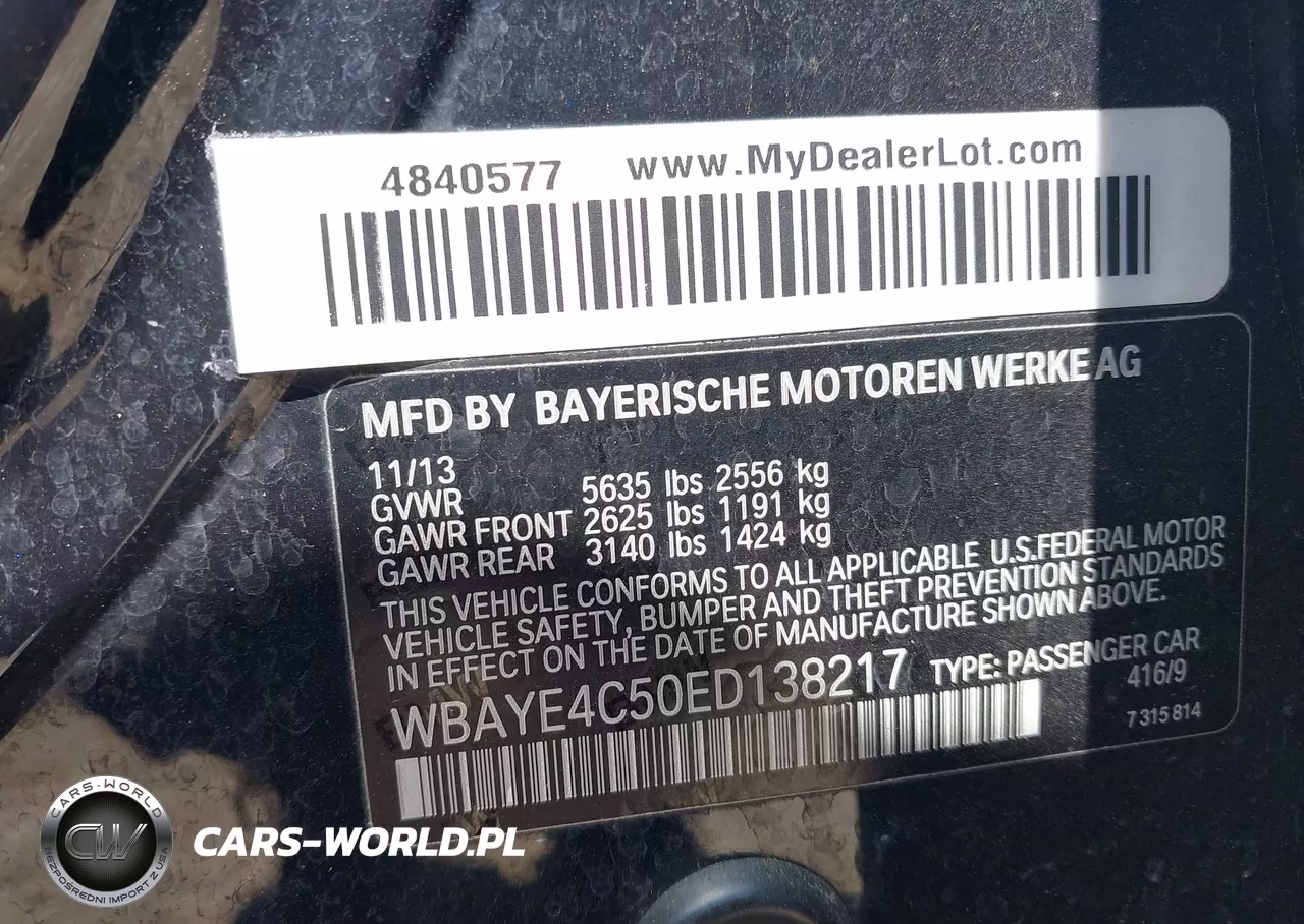 2014 BMW 740Li VIN:WBAYE4C50ED138217 - 9
