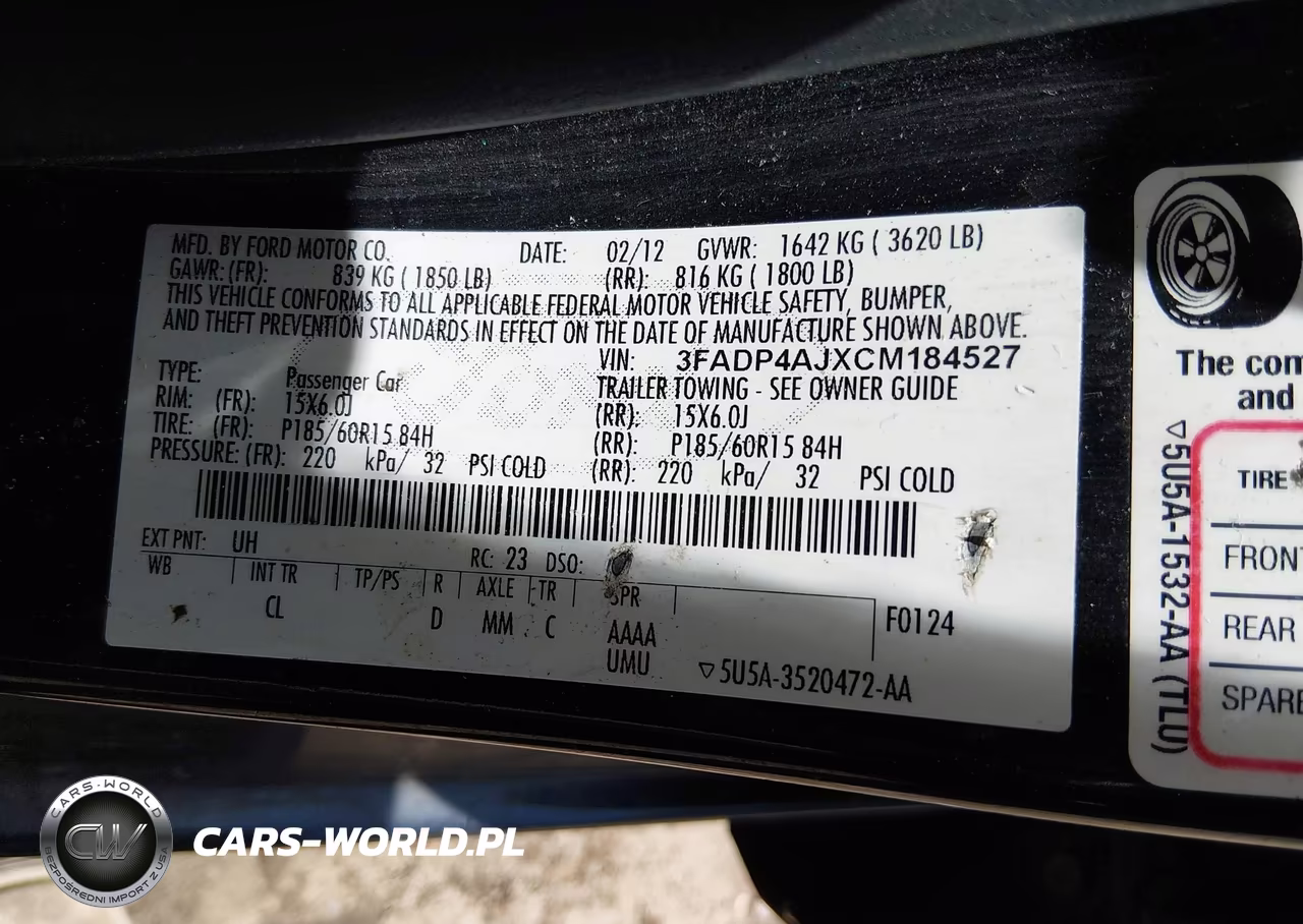 2012 Ford Fiesta S VIN:3FADP4AJXCM184527 - 9