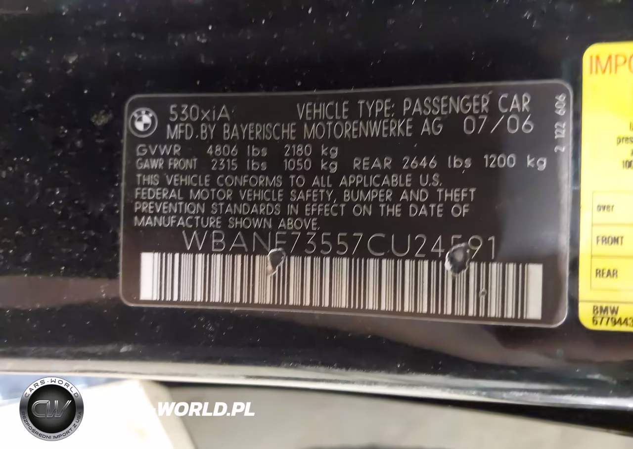 2007 BMW 530Xi VIN:WBANF73557CU24591 - 9
