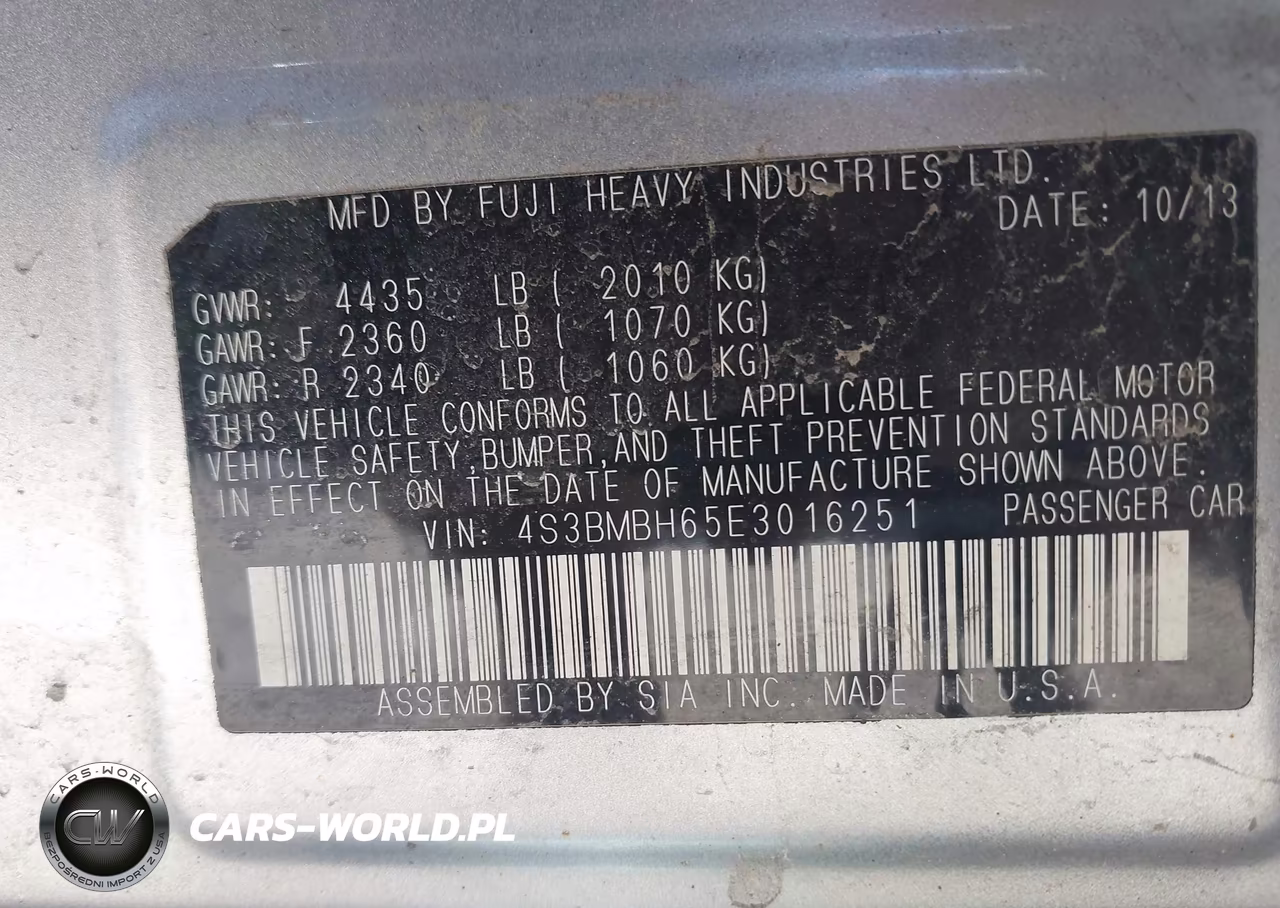 2014 Subaru Legacy 2.5 I Sport VIN:4S3BMBH65E3016251 - 9