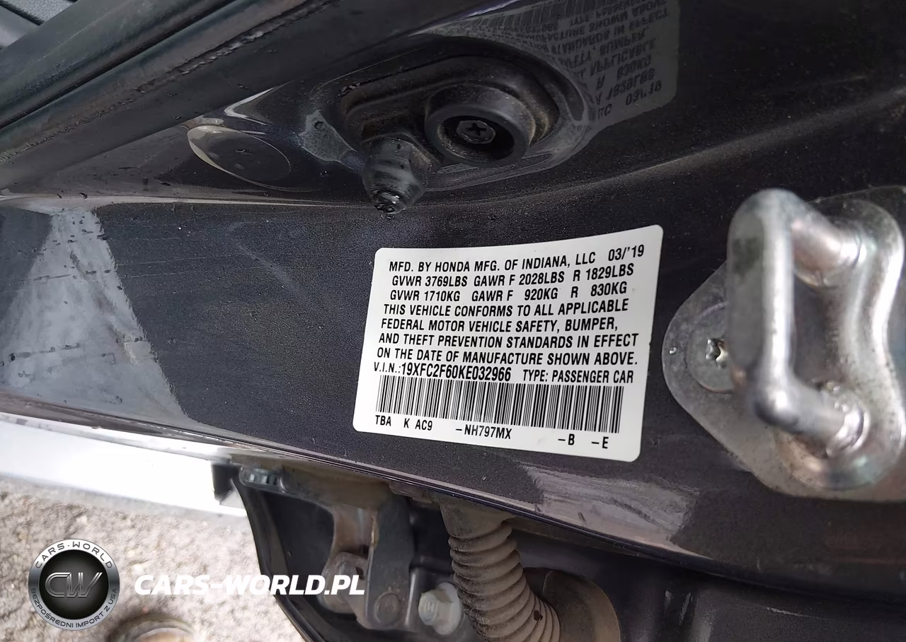 2019 Honda Civic Lx VIN:19XFC2F60KE032966 - 9