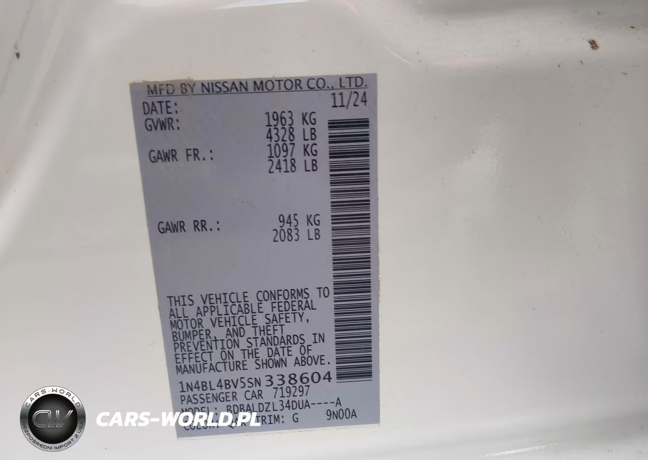 2025 Nissan Altima S Fwd VIN:1N4BL4BV5SN338604 - 9