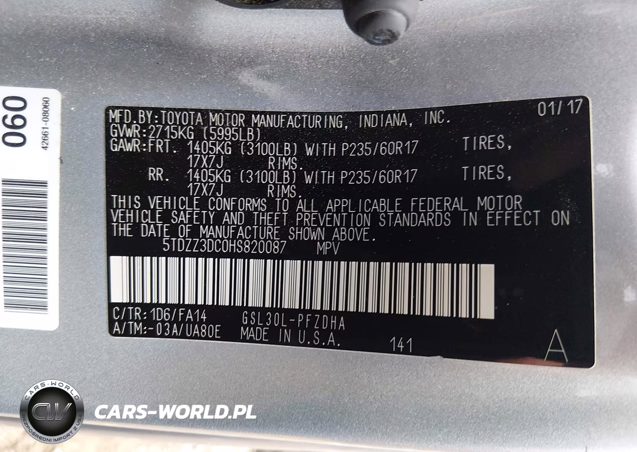 2017 Toyota Sienna L 7 Passenger VIN:5TDZZ3DC0HS820087 - 9
