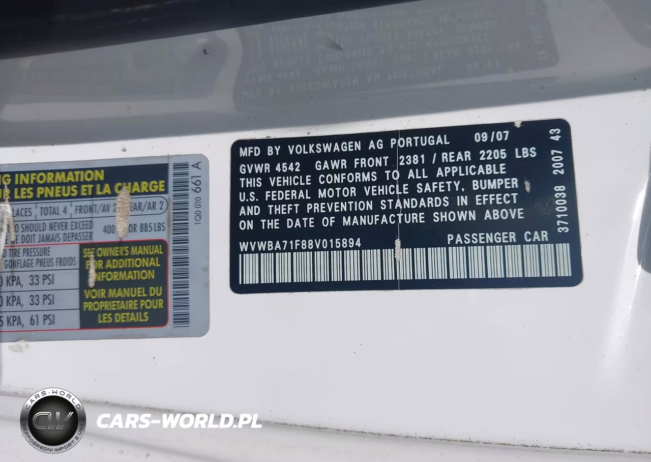 2008 Volkswagen Eos Komfort-Turbo VIN:WVWBA71F88V015894 - 9