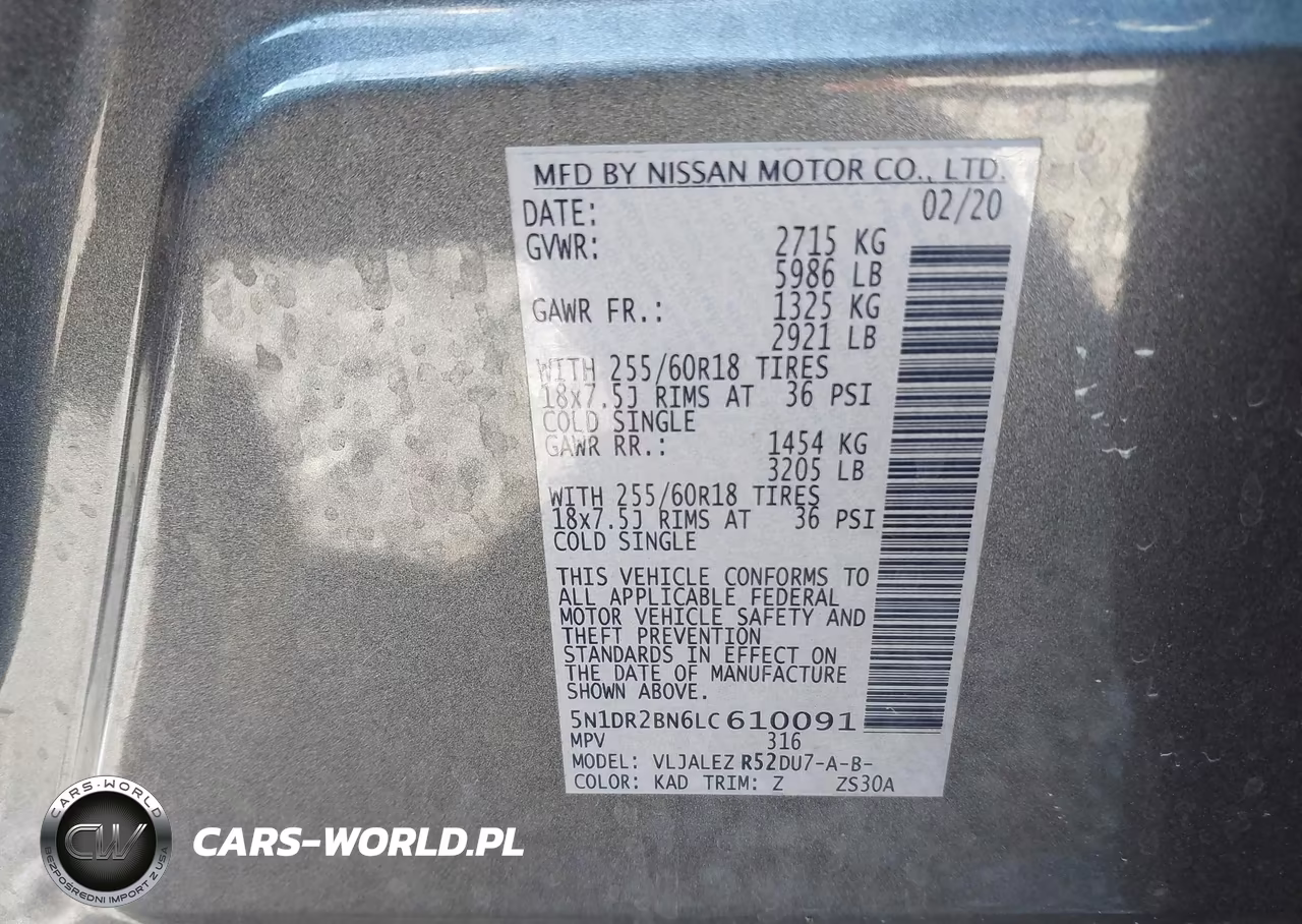 2020 Nissan Pathfinder Sv 2Wd VIN:5N1DR2BN6LC610091 - 9