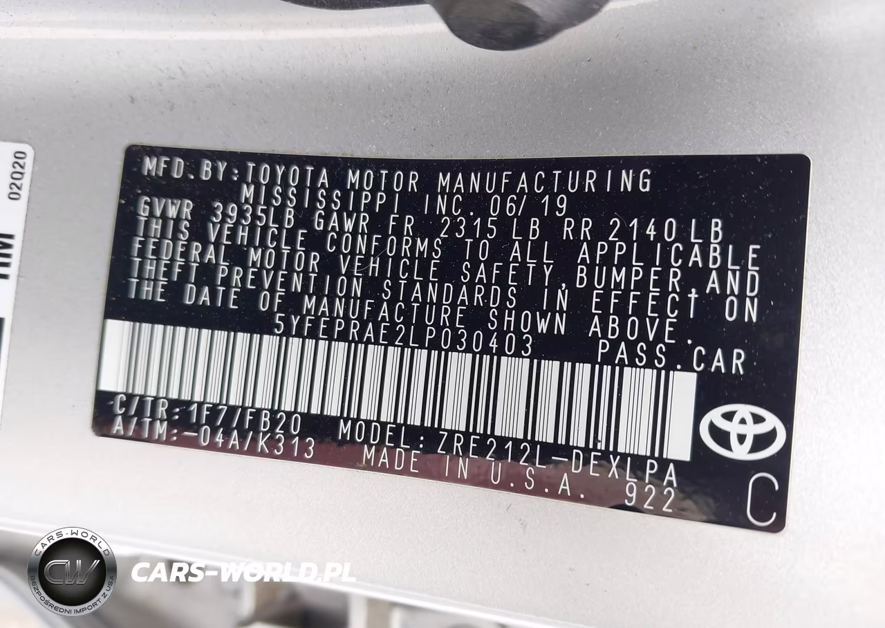 2020 Toyota Corolla Le VIN:5YFEPRAE2LP030403 - 9