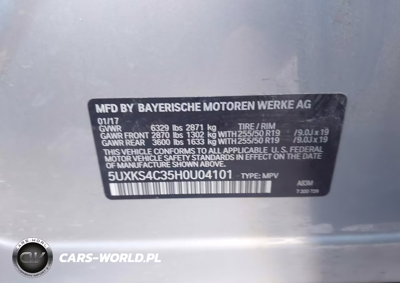 2017 BMW X5 xDrive35D VIN:5UXKS4C35H0U04101 - 9