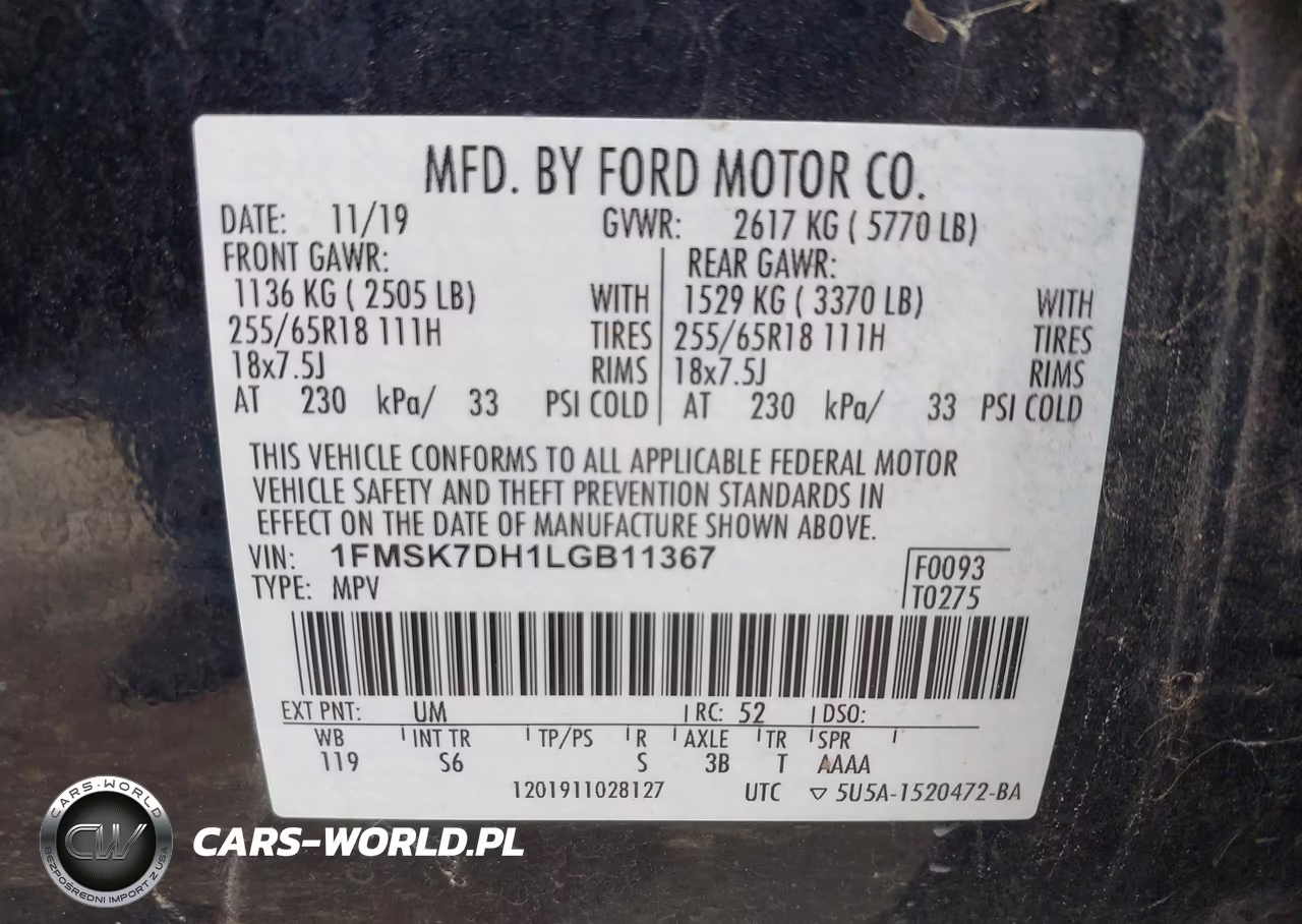 2020 Ford Explorer Xlt VIN:1FMSK7DH1LGB11367 - 9