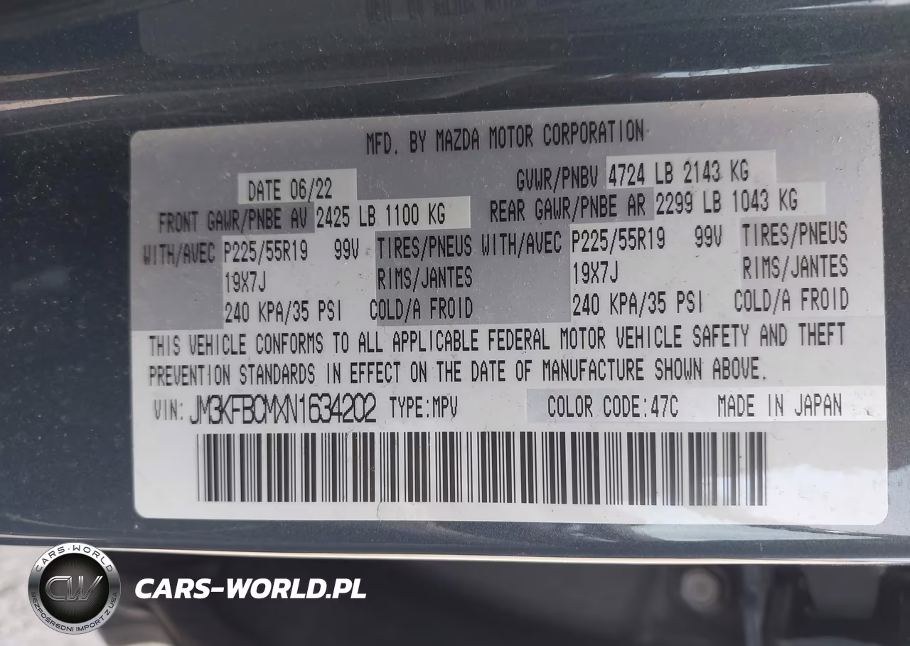 2022 Mazda Cx-5 2.5 S Carbon Edition VIN:JM3KFBCMXN1634202 - 9