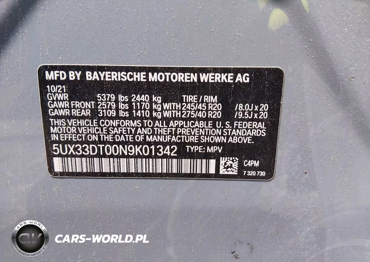 2022 BMW X4 xDrive30I VIN:5UX33DT00N9K01342 - 9