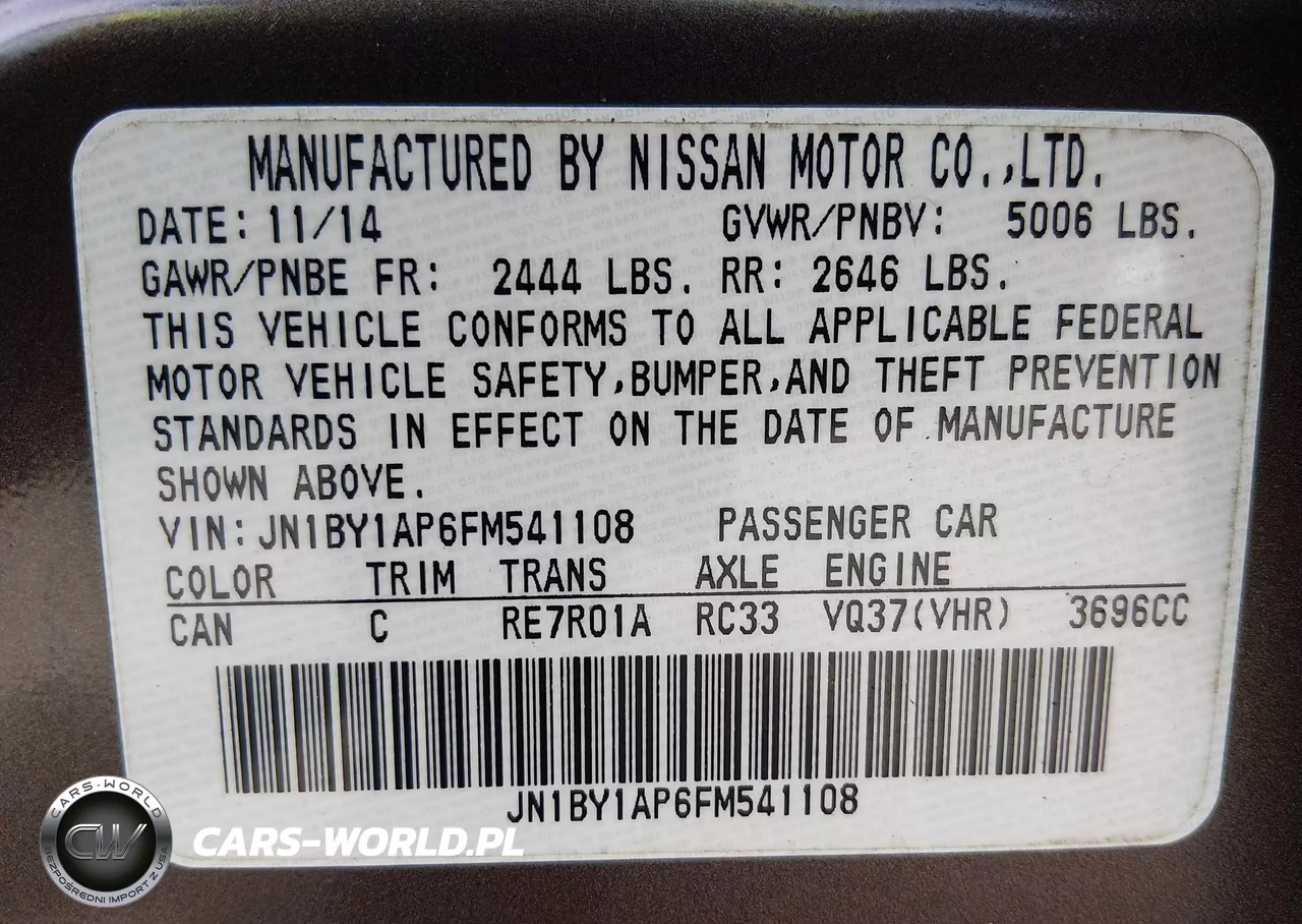 2015 Infiniti Q70 3.7 VIN:JN1BY1AP6FM541108 - 9
