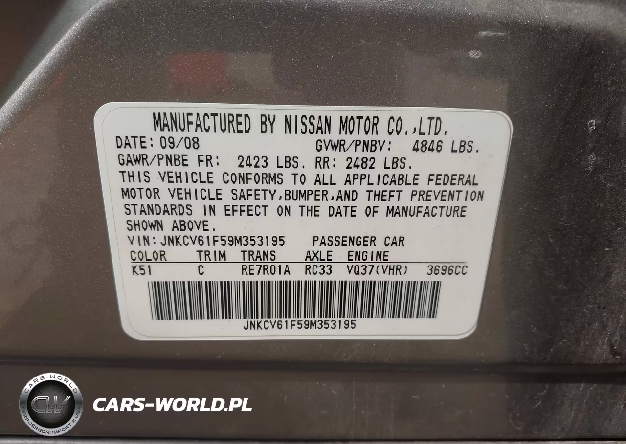 2009 Infiniti G37X VIN:JNKCV61F59M353195 - 9