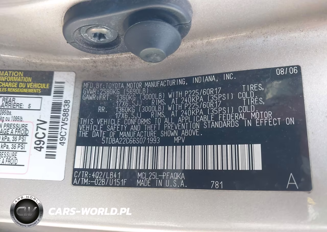 2006 Toyota Sienna Xle VIN:5TDBA22C66S071993 - 9