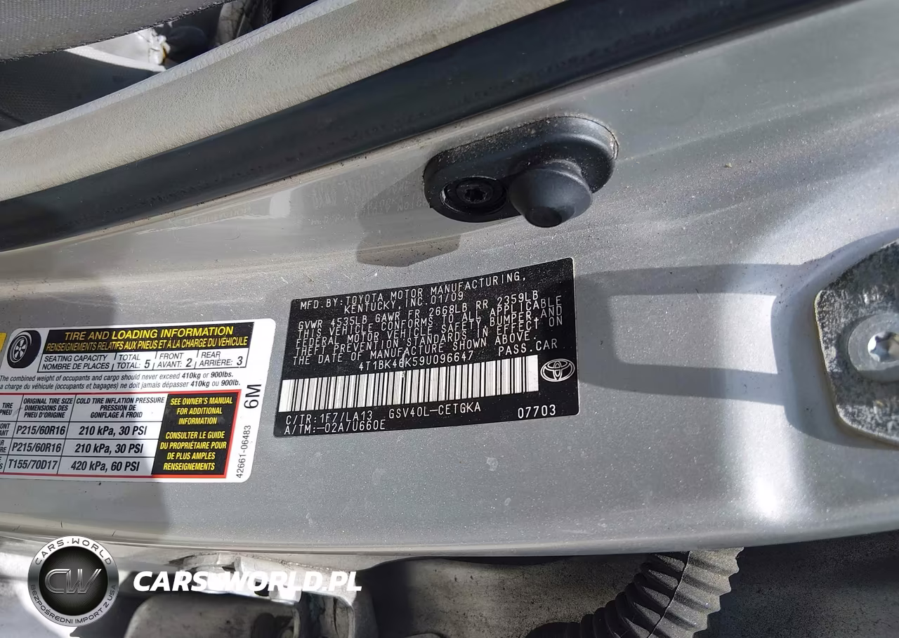 2009 Toyota Camry Xle V6 VIN:4T1BK46K59U096647 - 9
