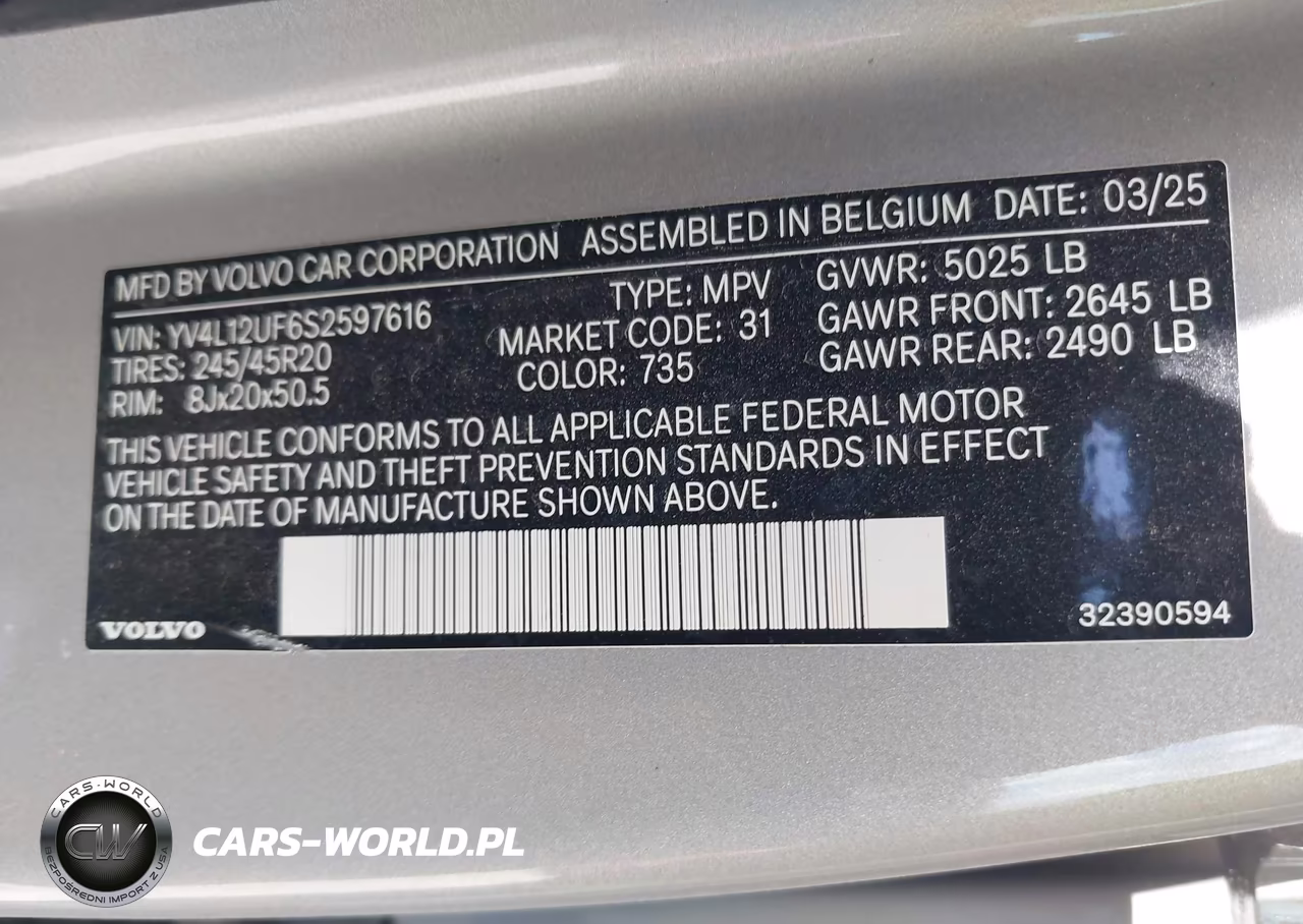 2025 Volvo Xc40 B5 Ultra Bright Theme VIN:YV4L12UF6S2597616 - 9