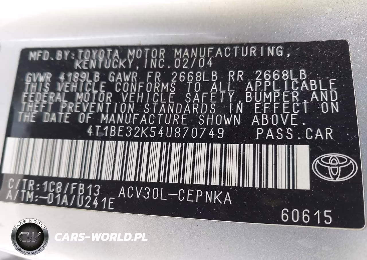 2004 Toyota Camry Le VIN:4T1BE32K54U870749 - 9