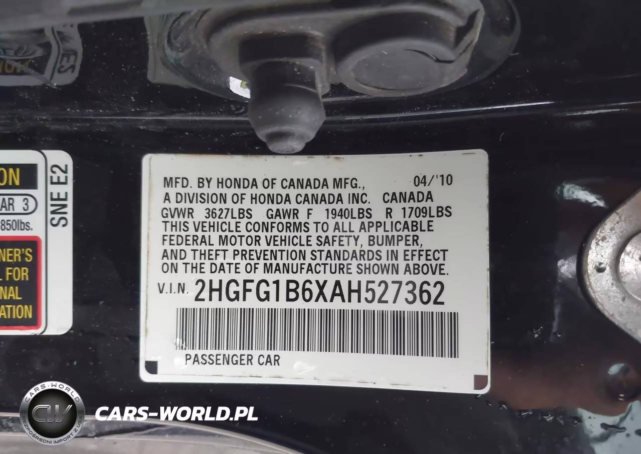 2010 Honda Civic Lx VIN:2HGFG1B6XAH527362 - 9