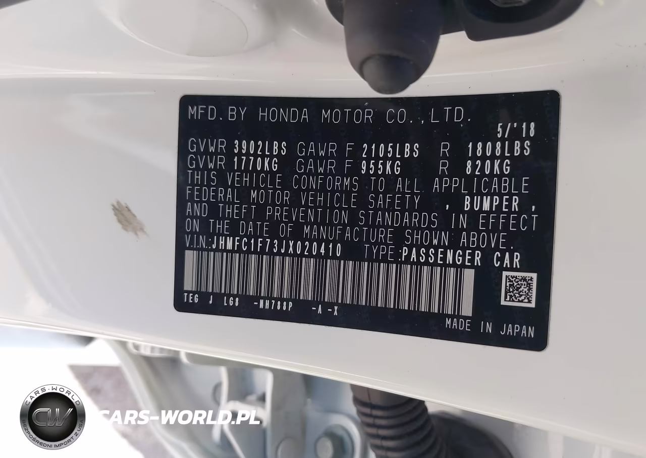 2018 Honda Civic Ex-L VIN:JHMFC1F73JX020410 - 9