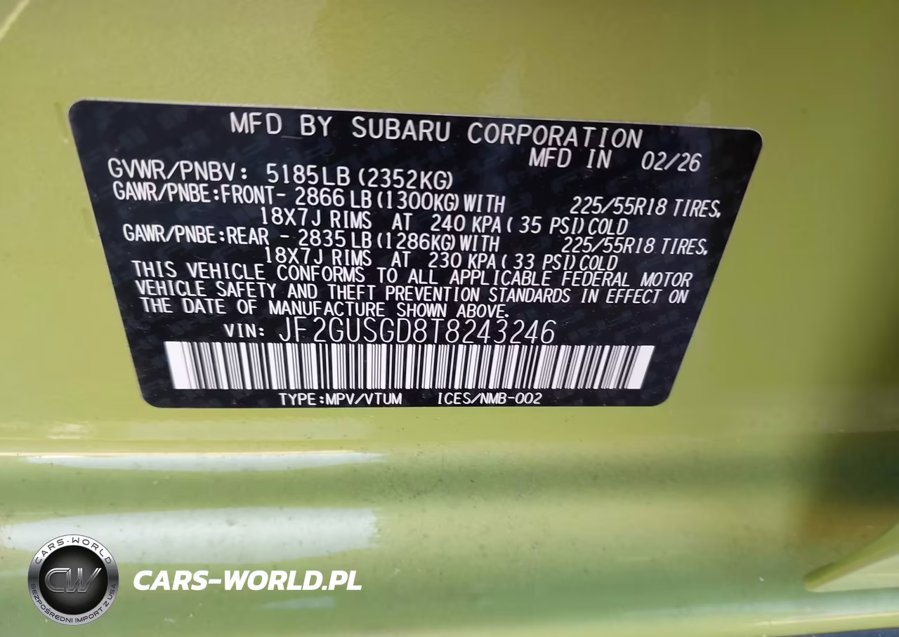 2026 Subaru Crosstrek Sport VIN:JF2GUSGD8T8243246 - 9