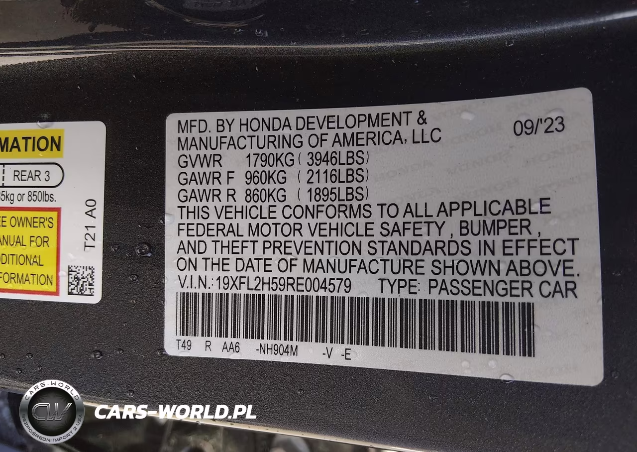 2024 Honda Civic Lx VIN:19XFL2H59RE004579 - 9