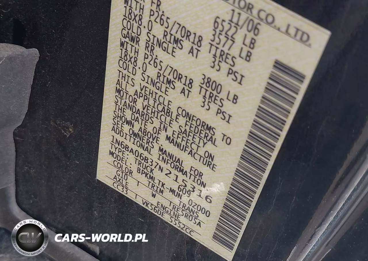 2007 Nissan Titan Se VIN:1N6BA06B37N215316 - 9