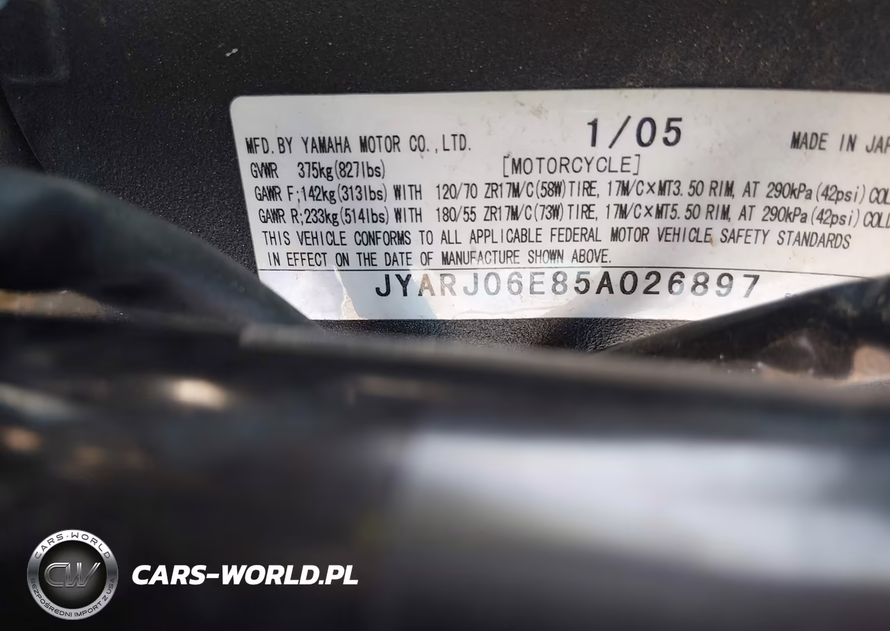 2005 Yamaha Yzfr6 L VIN:JYARJ06E85A026897 - 10