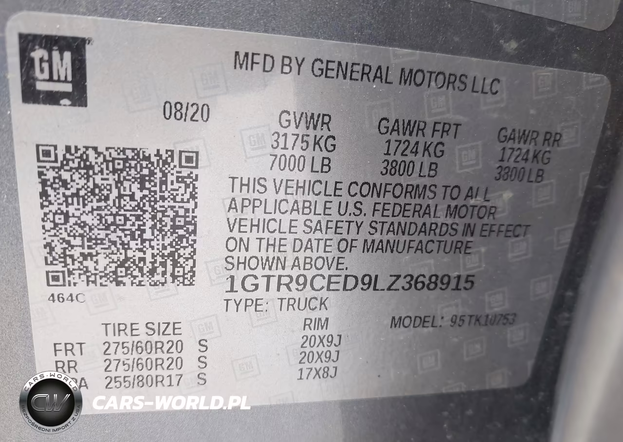 2020 GMC Sierra 1500 4Wd Standard Box Elevation VIN:1GTR9CED9LZ368915 - 9