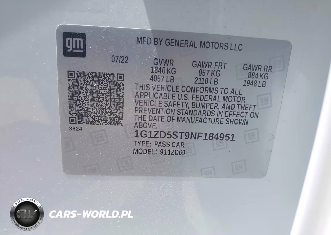 2022 Chevrolet Malibu Fwd Lt VIN:1G1ZD5ST9NF184951 - 9