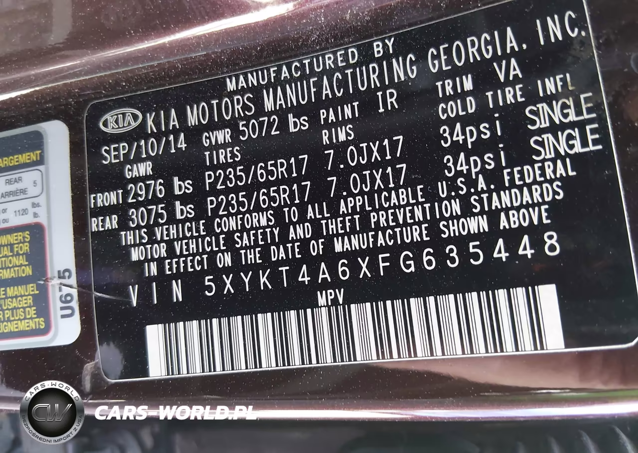 2015 Kia Sorento Lx VIN:5XYKT4A6XFG635448 - 9