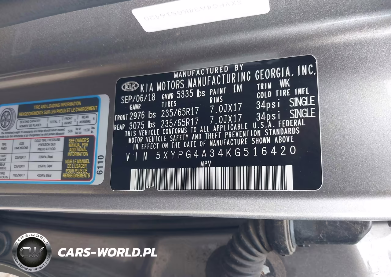 2019 Kia Sorento 2.4L Lx VIN:5XYPG4A34KG516420 - 9