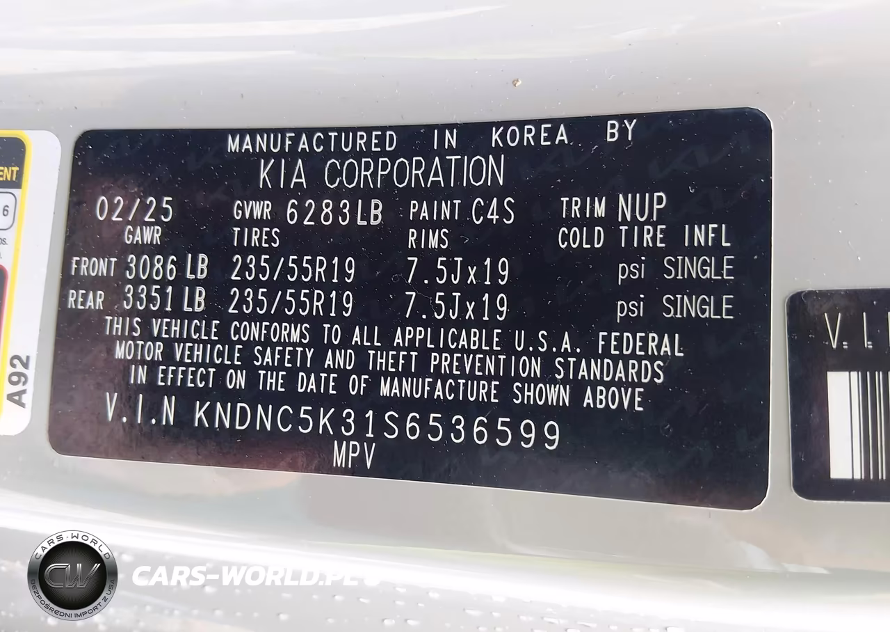 2025 Kia Carnival Mpv Ex VIN:KNDNC5K31S6536599 - 9