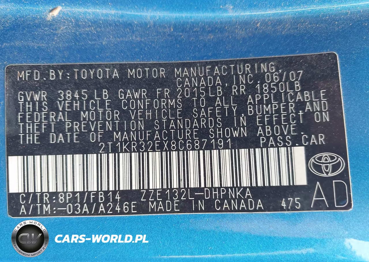 2008 Toyota Matrix Xr VIN:2T1KR32EX8C687191 - 9