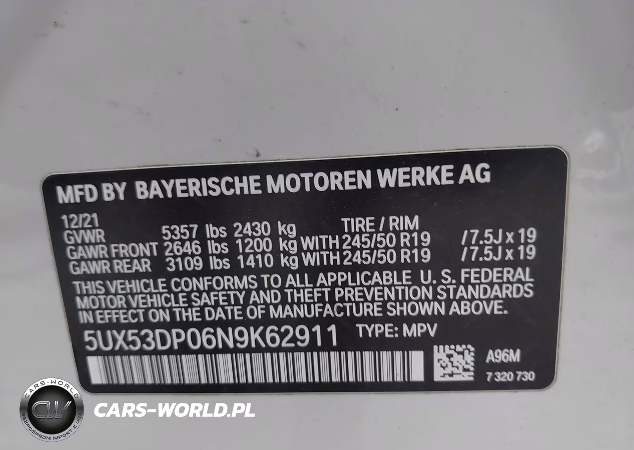 2022 BMW X3 xDrive30I VIN:5UX53DP06N9K62911 - 9