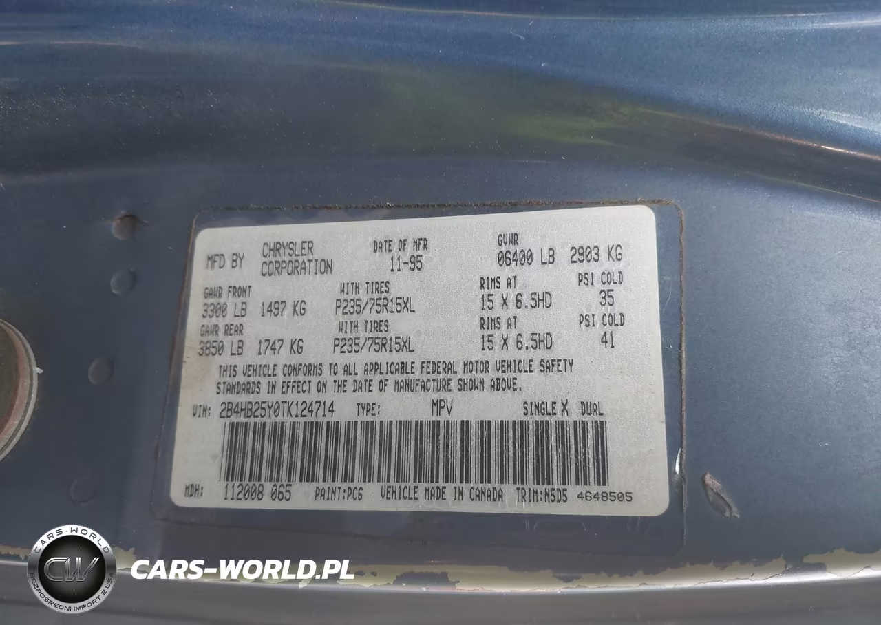 1996 Dodge Ram Wagon B2500 VIN:2B4HB25Y0TK124714 - 9
