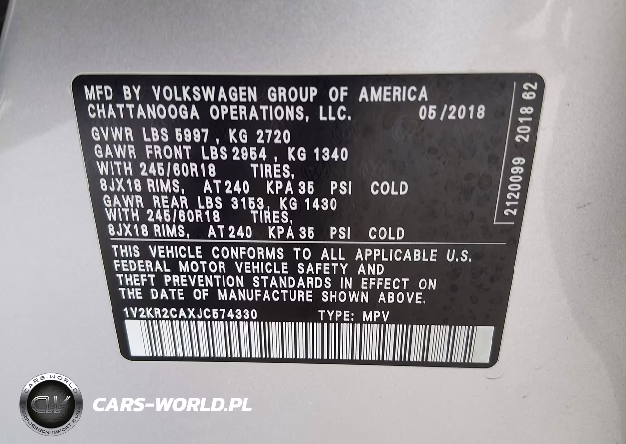 2018 Volkswagen Atlas 3.6L V6 Se VIN:1V2KR2CAXJC574330 - 9