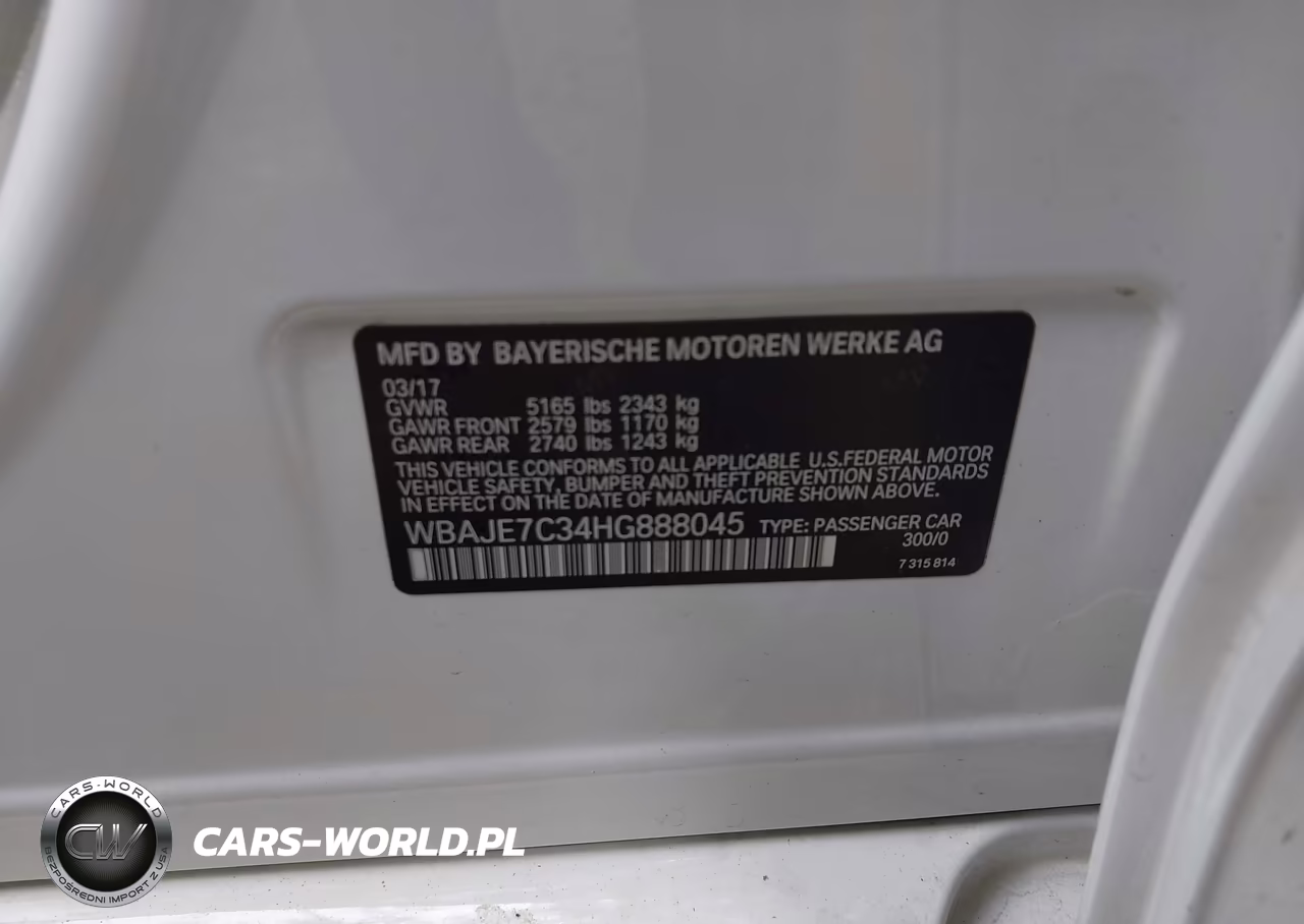 2017 BMW 540I xDrive VIN:WBAJE7C34HG888045 - 9