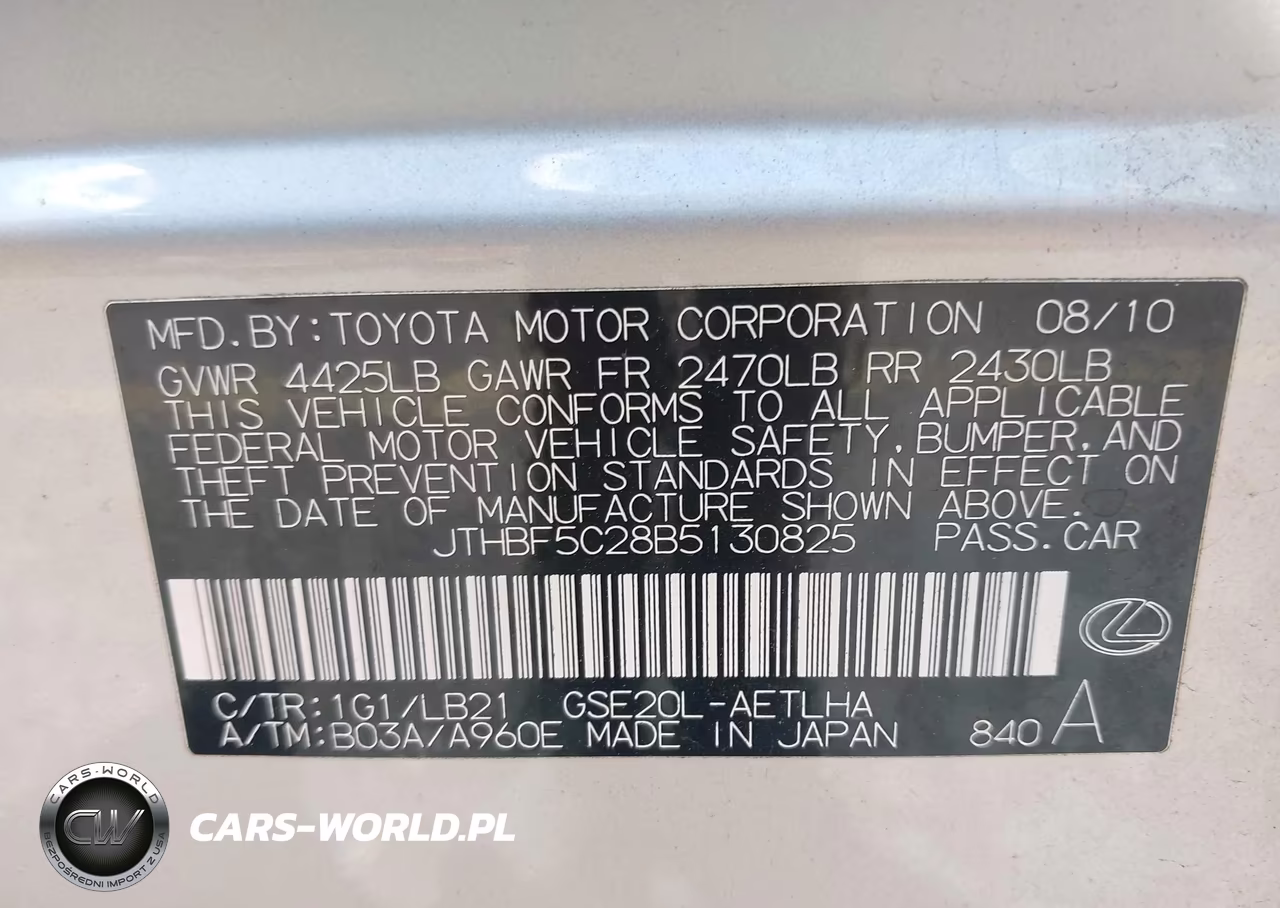 2011 Lexus Is 250 VIN:JTHBF5C28B5130825 - 9