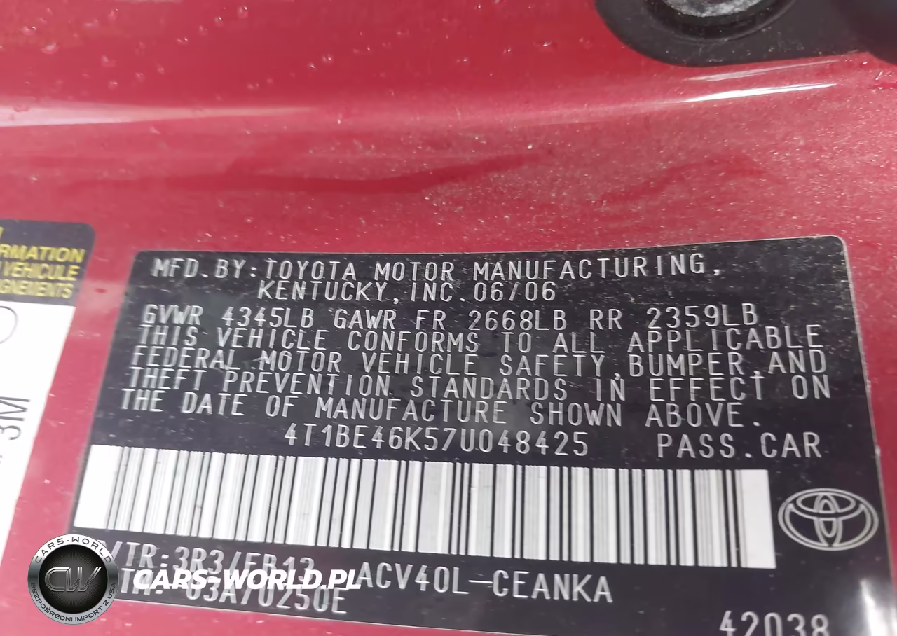 2007 Toyota Camry Le VIN:4T1BE46K57U048425 - 9