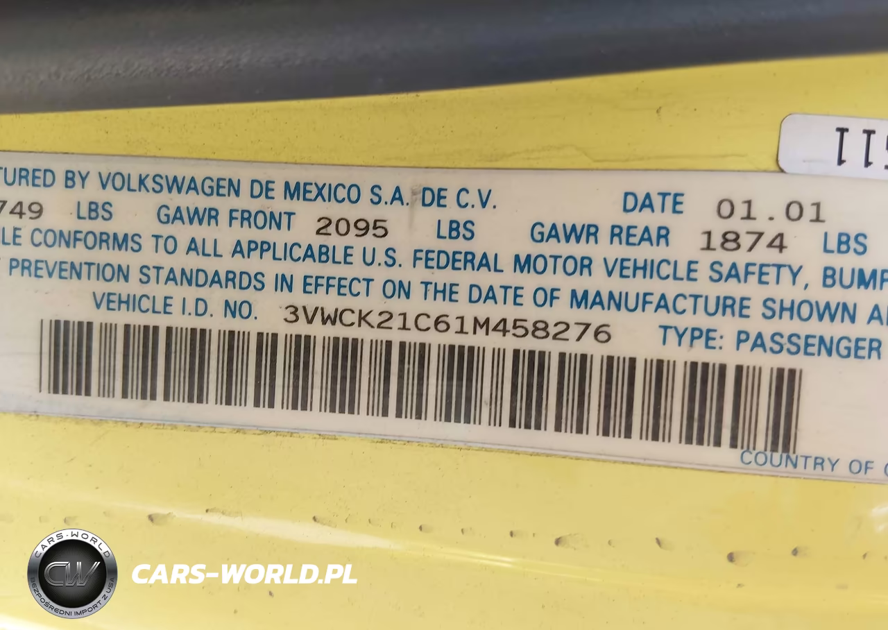 2001 Volkswagen New Beetle Gls VIN:3VWCK21C61M458276 - 9
