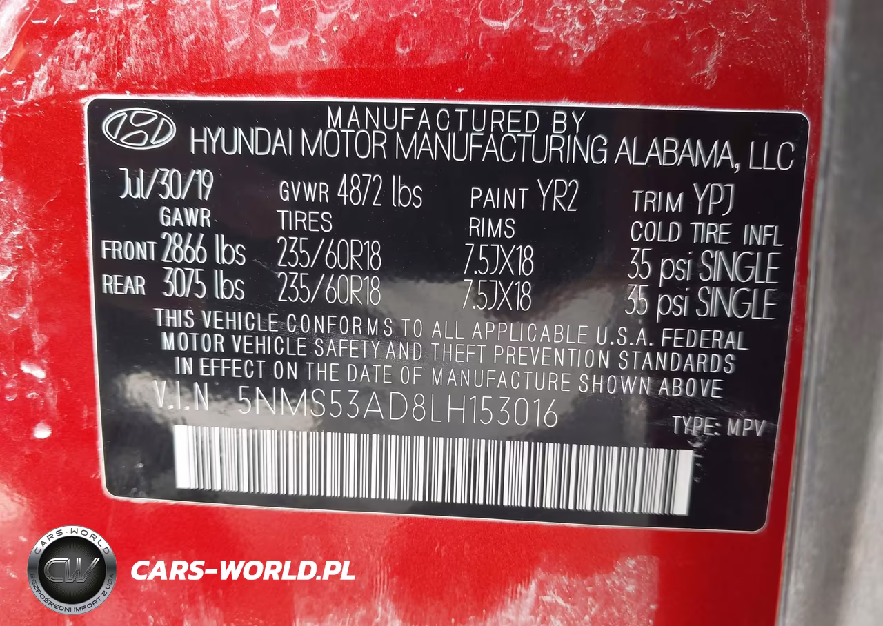 2020 Hyundai Santa Fe Limited VIN:5NMS53AD8LH153016 - 9