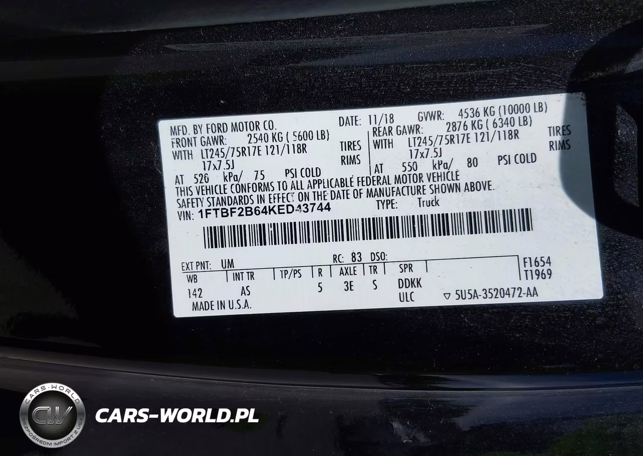 2019 Ford F-250 Xl VIN:1FTBF2B64KED43744 - 9
