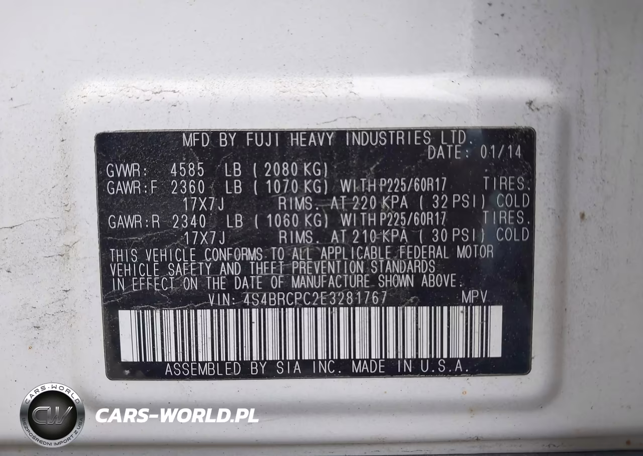 2014 Subaru Outback 2.5I Limited VIN:4S4BRCPC2E3281767 - 9