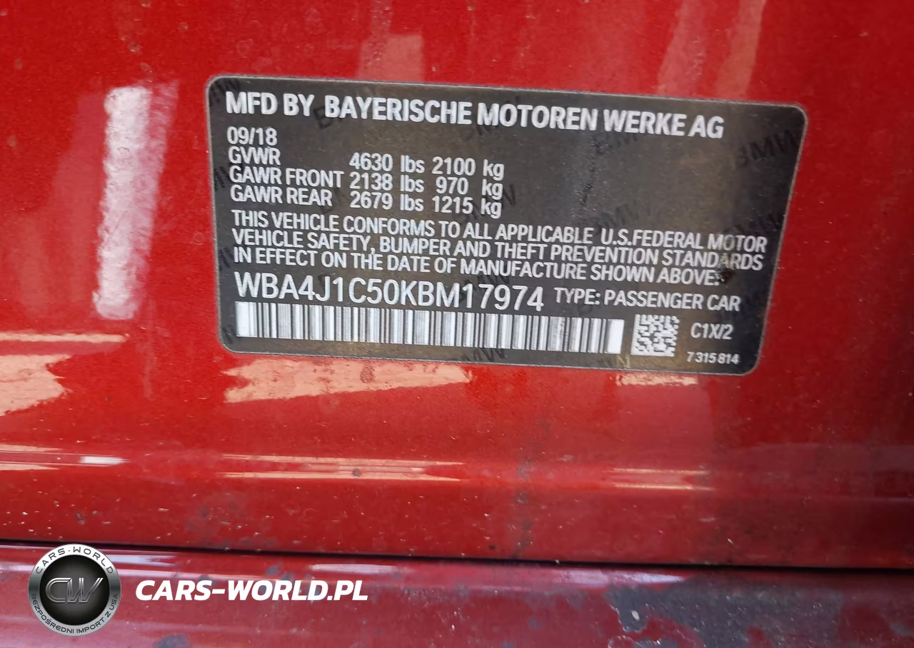 2019 BMW 430I Gran Coupe VIN:WBA4J1C50KBM17974 - 9