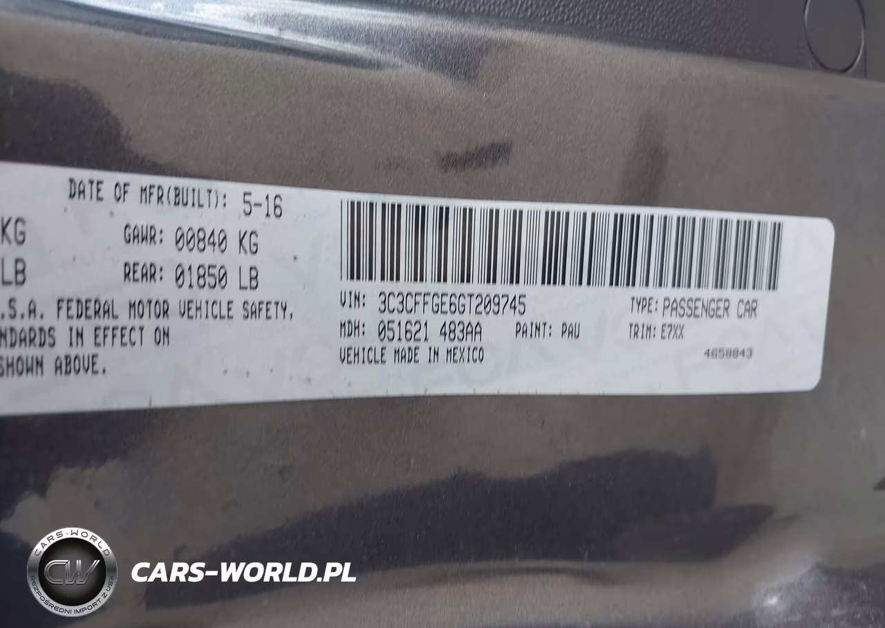 2016 Fiat 500E Battery Electric VIN:3C3CFFGE6GT209745 - 9