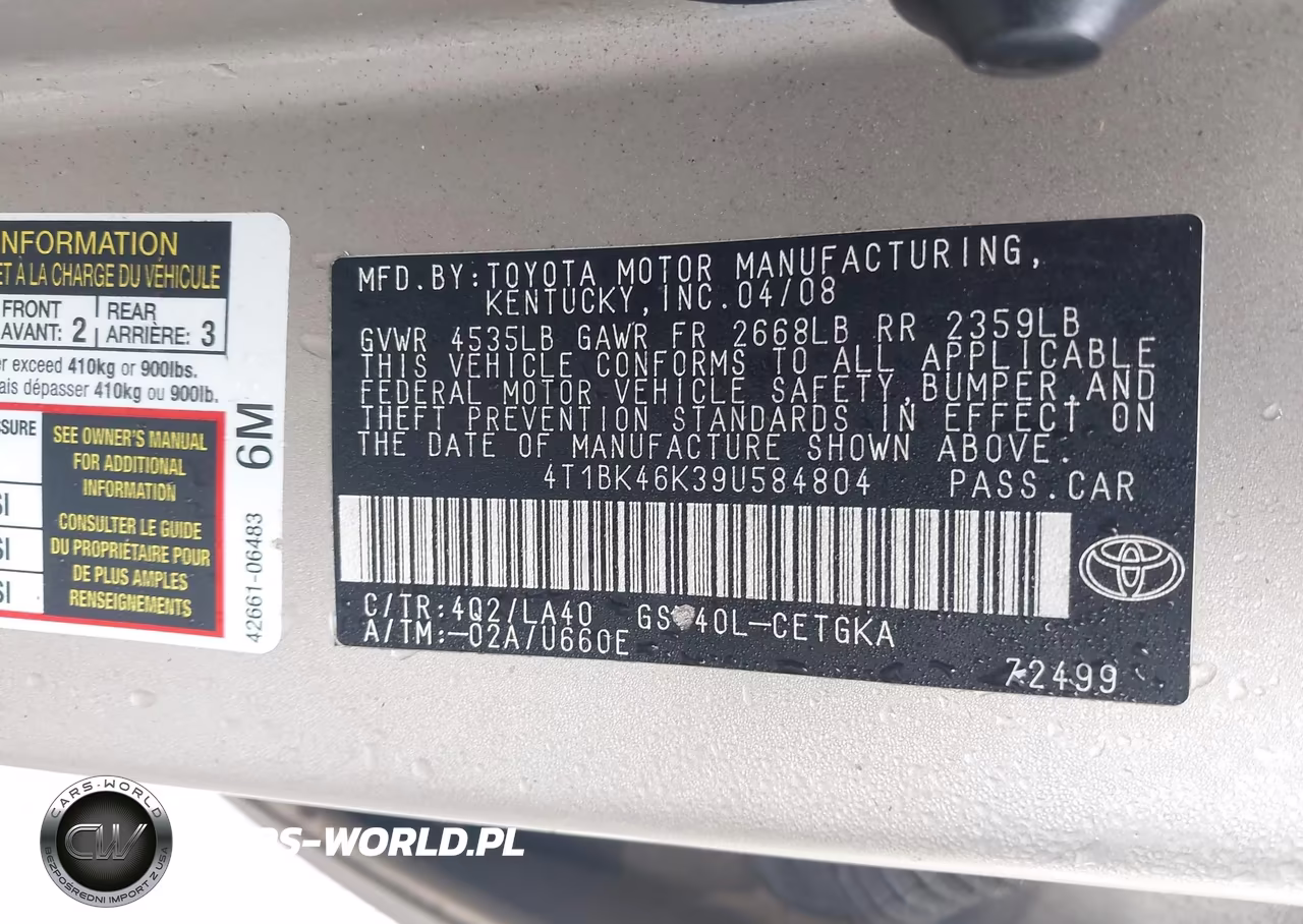 2009 Toyota Camry Xle V6 VIN:4T1BK46K39U584804 - 9