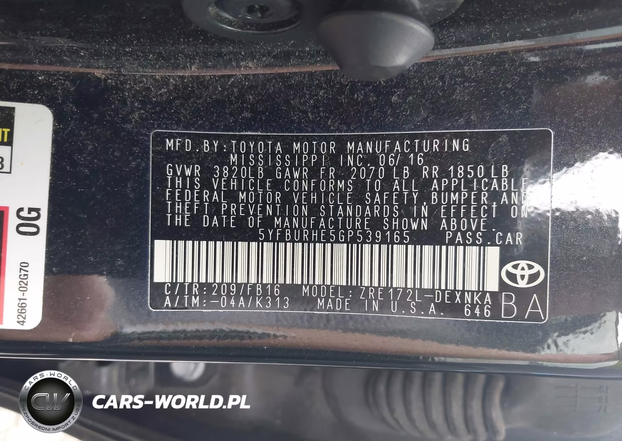 2016 Toyota Corolla Le VIN:5YFBURHE5GP539165 - 9