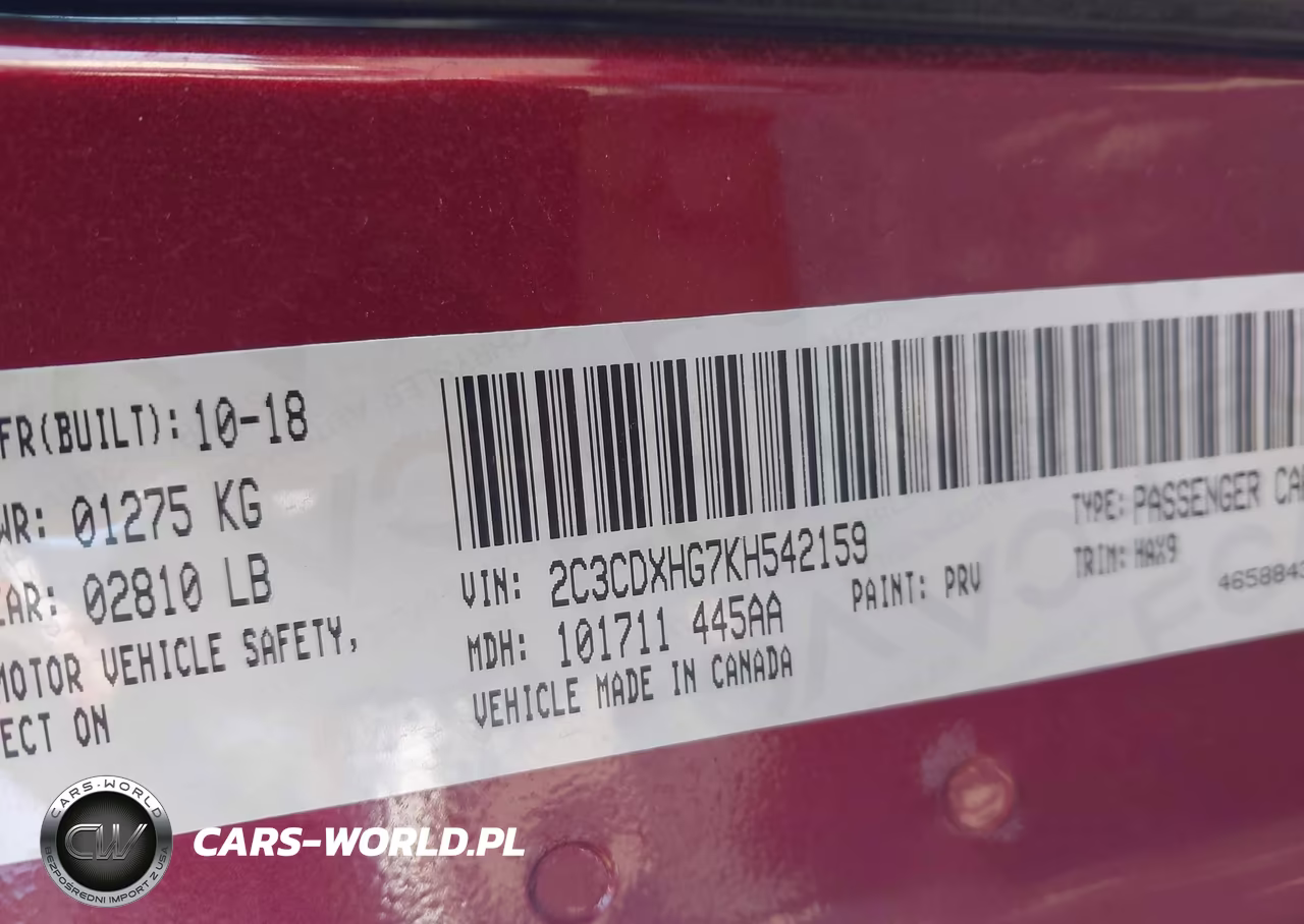 2019 Dodge Charger Gt Rwd VIN:2C3CDXHG7KH542159 - 9