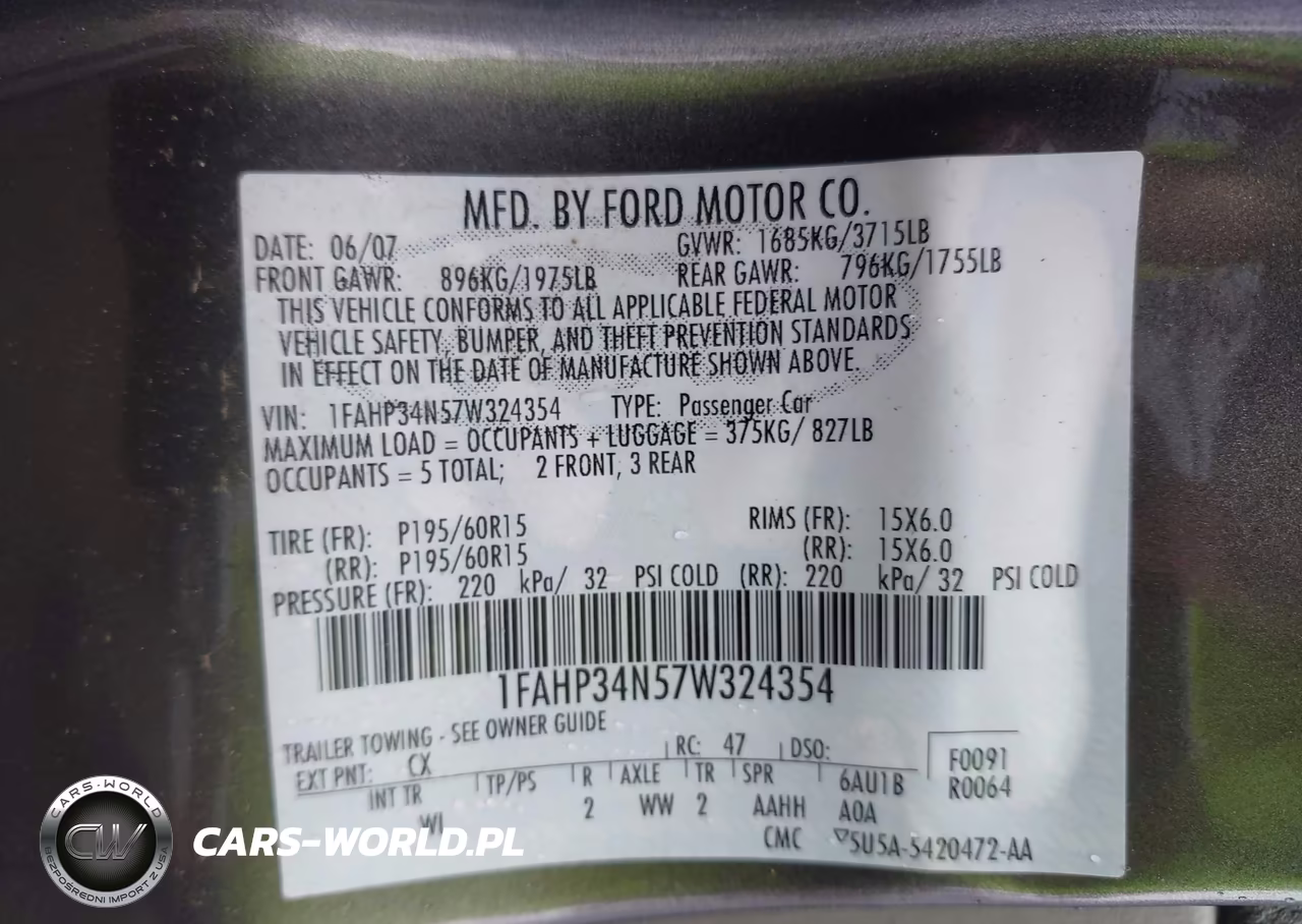2007 Ford Focus S-Se-Ses VIN:1FAHP34N57W324354 - 9