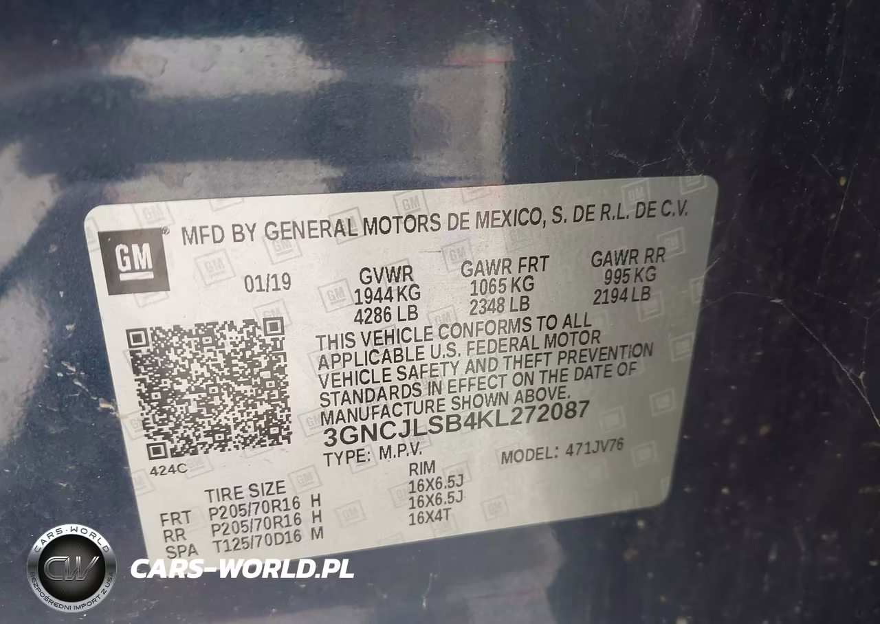 2019 Chevrolet Trax Lt VIN:3GNCJLSB4KL272087 - 9