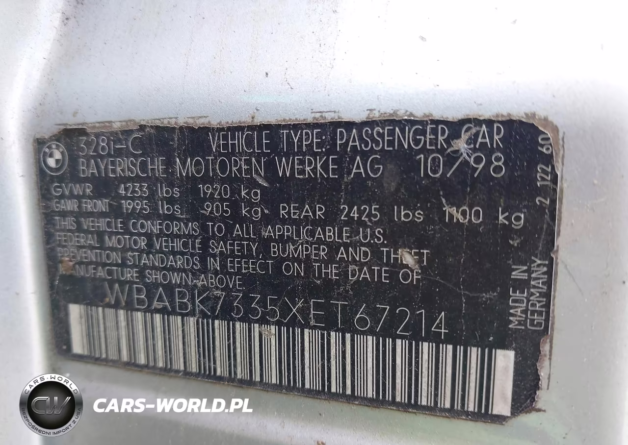 1999 BMW 328Ic VIN:WBABK7335XET67214 - 9